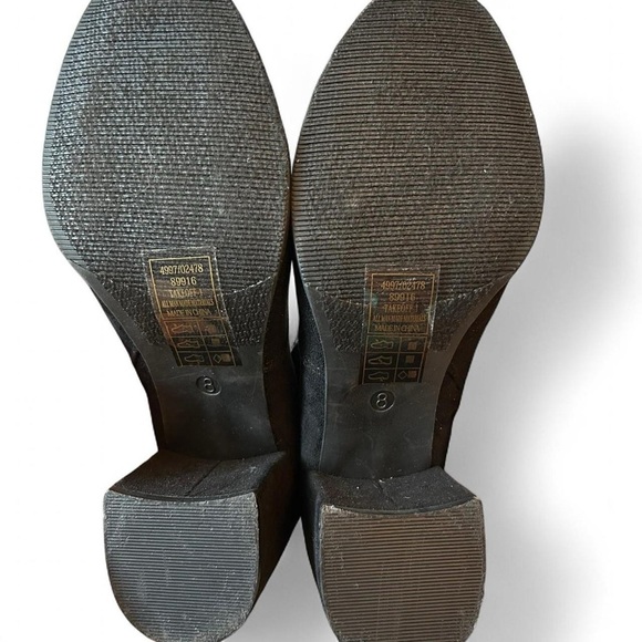 Black Suede Block Heel Booties | Size 8 - Picture 7 of 8